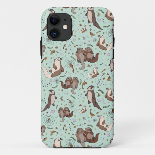 Coques Case-Mate iPhone Loutres en bleu (Dos)