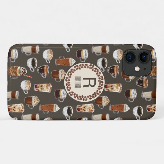 Coques Case-Mate iPhone Louveur de café Monogram (Dos (Horizontal))