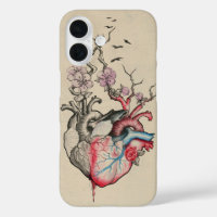 Love art Surreal Coeurs anatomiques Fleurs Vintage