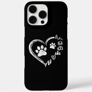 Coques iPhone 16 Pro Max Love Camping Chien Empreinte de patte Heart Flip F