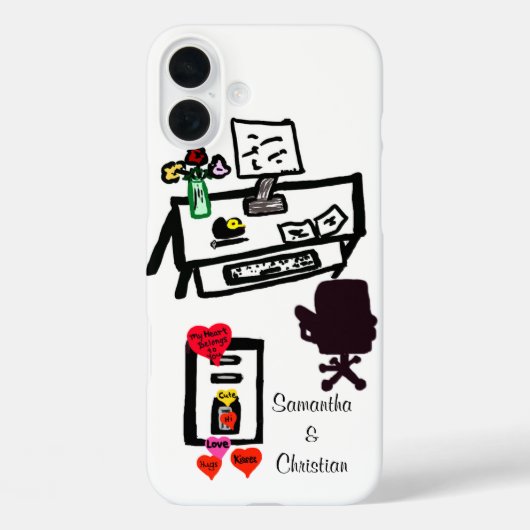 Coques Case-Mate iPhone Love Hearts Office Desk Names (Verso)