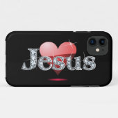 Coques Case-Mate iPhone Love Jesus Faux-"Diamond Bling" (Dos (Horizontal))