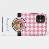 Coques Case-Mate iPhone Love Monkey rose et blanc Houndstooth iPhone 5 Coq (Dos (Horizontal))