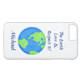 Coques Case-Mate iPhone Love Respect Earth Globe Nom Personnalisé (Dos (Horizontal))