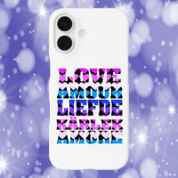 Love Typographie Langues Coeurs rose violet bleu