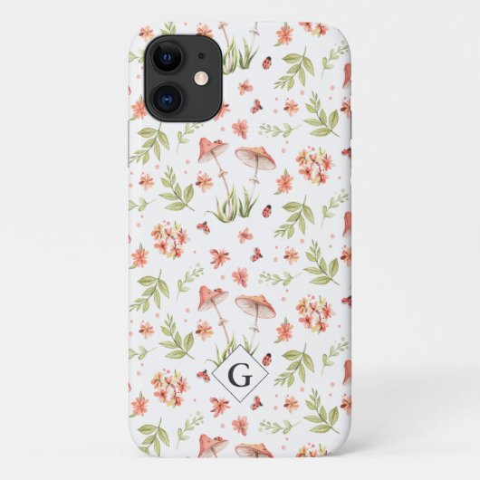 Coques Case-Mate iPhone Lovely Little Ladybugs Floral | Monogramme (Dos)