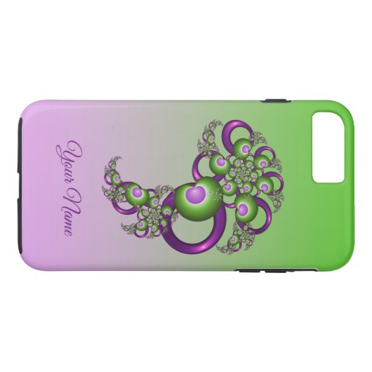 Coques Case-Mate iPhone Lovely Rose Green Hearts Nom fractal Abstrait (Dos (Horizontal))