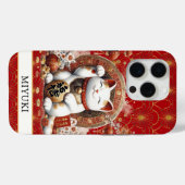 Coques Case-Mate iPhone Lucky Cat With Gold Coins Monogrammed (Verso (horizontal))