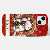 Coques Case-Mate iPhone Lucky Cat With Gold Coins Monogrammed (Verso (horizontal))