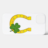 Coques Case-Mate iPhone Lucky Golden Horseshoe avec Shamrock en blanc (Verso (horizontal))