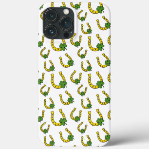 Case-Mate iPhone Case Lucky Golden Horseshoe avec Shamrock en blanc