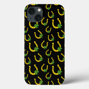Case-Mate iPhone Case Lucky Golden Horseshoe avec Shamrock sur noir