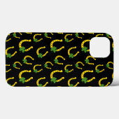 Coques Case-Mate iPhone Lucky Golden Horseshoe avec Shamrock sur noir (Verso (horizontal))