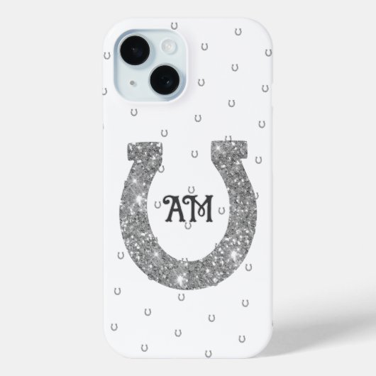 Coques Case-Mate iPhone Lucky Silver Parties scintillant Horseshoe Nom Ini (Verso)