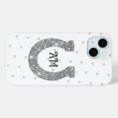 Coques Case-Mate iPhone Lucky Silver Parties scintillant Horseshoe Nom Ini (Verso (horizontal))