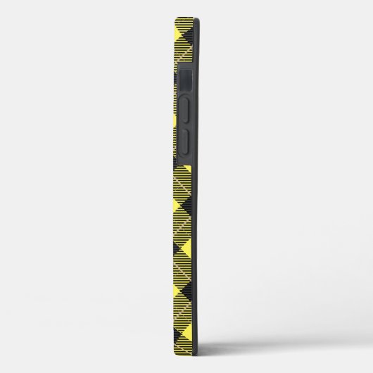 Coques Case-Mate iPhone Lumberjack Noir Jaune Plaid Motif (Verso / Gauche)