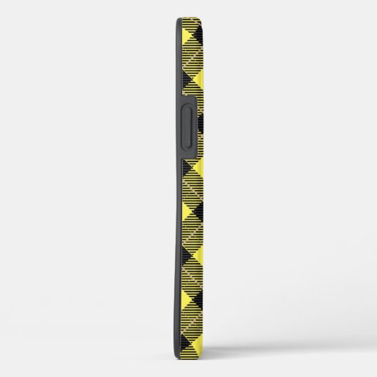 Coques Case-Mate iPhone Lumberjack Noir Jaune Plaid Motif (Verso / Droite)