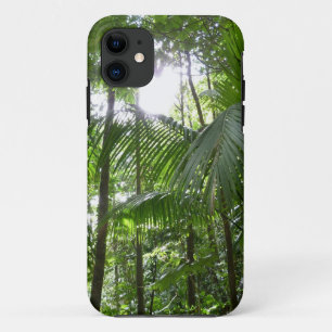 Coque iPhone 11 Lumière du soleil à travers la canopée de la forêt