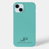 Coques Case-Mate iPhone Lumière Turquoise Élégant Monogramme Modèle Modern (Verso)