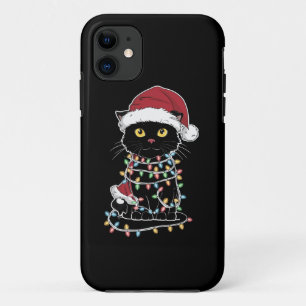 Case-Mate iPhone Case Lumières de Noël pour amateur de chats drôles