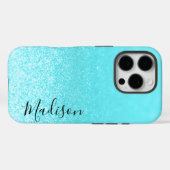 Coques Case-Mate iPhone Lumières de Parties scintillant bleu turquoise per (Verso (horizontal))