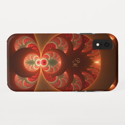 Coques Case-Mate iPhone Lumineuse abstrait moderne Fractal Art Monogramme (Dos (Horizontal))