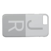 Coques Case-Mate iPhone Lumineuses Gris & Gris Initiales Modernes Monogram (Dos (Horizontal))