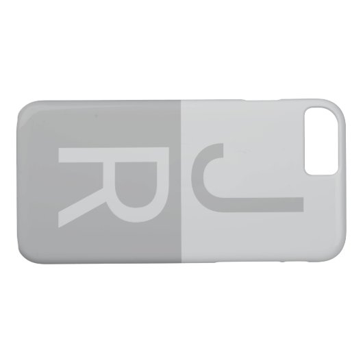 Coques Case-Mate iPhone Lumineuses Gris & Gris Initiales Modernes Monogram (Dos (Horizontal))