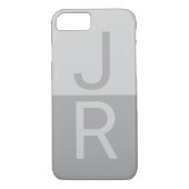 Coques Case-Mate iPhone Lumineuses Gris & Gris Initiales Modernes Monogram (Dos)