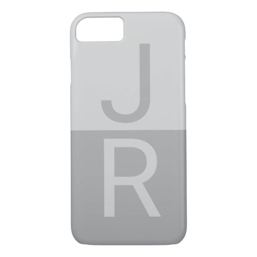 Coques Case-Mate iPhone Lumineuses Gris & Gris Initiales Modernes Monogram (Dos)