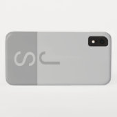 Coques Case-Mate iPhone Lumineuses Gris & Gris Initiales Modernes Monogram (Dos (Horizontal))