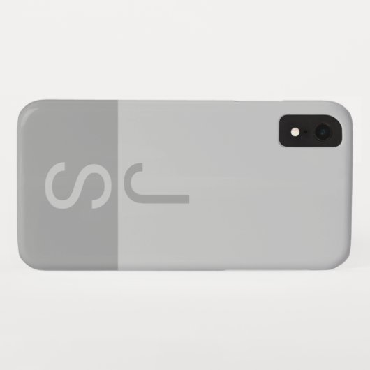 Coques Case-Mate iPhone Lumineuses Gris & Gris Initiales Modernes Monogram (Dos (Horizontal))