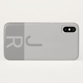 Coques Case-Mate iPhone Lumineuses Gris & Gris Initiales Modernes Monogram (Dos (Horizontal))