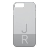 Coques Case-Mate iPhone Lumineuses Gris & Gris Initiales Modernes Monogram (Dos)