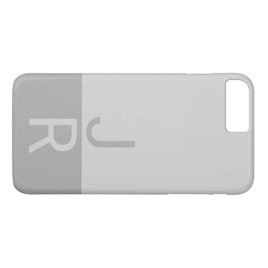 Coques Case-Mate iPhone Lumineuses Gris & Gris Initiales Modernes Monogram (Dos (Horizontal))