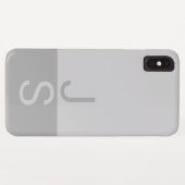 Coques Case-Mate iPhone Lumineuses Gris & Gris Initiales Modernes Monogram (Dos (Horizontal))