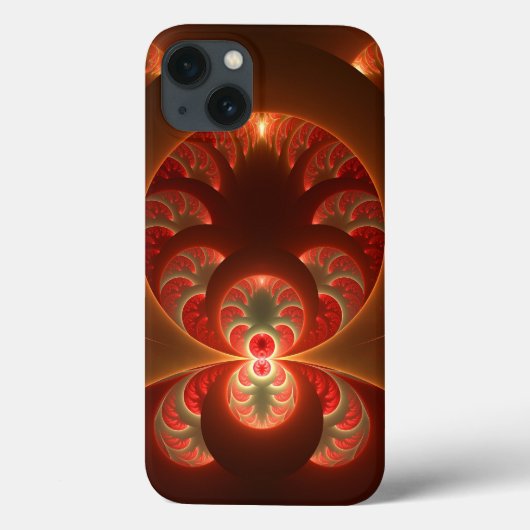 Coques Case-Mate iPhone Lumineux abstrait moderne orange rouge Fractale (Verso)