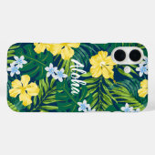 Coques Case-Mate iPhone Luna Hibiscus Garden Hawaiian - Jaune et Marine (Verso (horizontal))