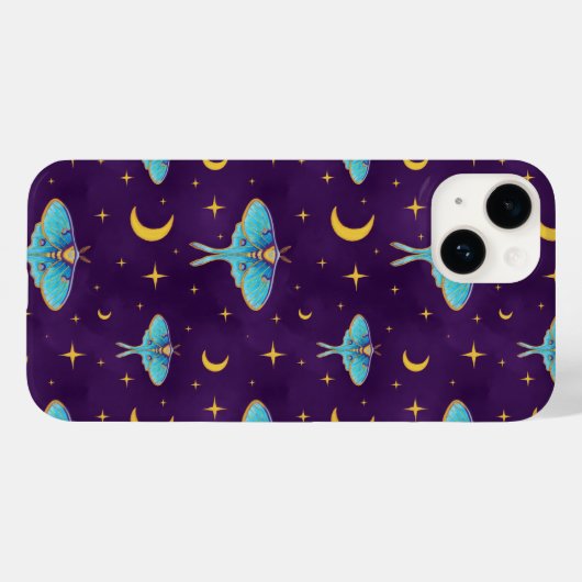 Coques Case-Mate iPhone Luna Moth Céleste Lune & Étoiles Violet (Verso (horizontal))