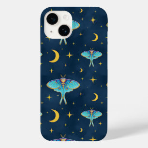 Coque Pour iPhone 14 Luna Moth Céleste Lunes et étoiles Marine