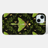 Coques Case-Mate iPhone Luna moth, phases de lune et damas de lierre 2 (Verso (horizontal))