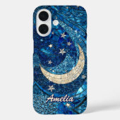 Coques Case-Mate iPhone Lune argentée en verre bleu (Verso)