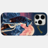 Coques Case-Mate iPhone Lune brille sur le loup hurlant (Verso (horizontal))