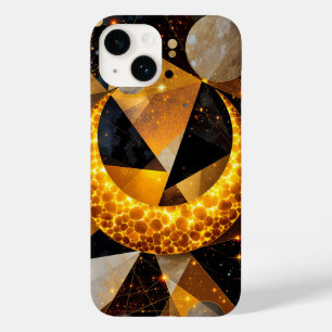 Coque Pour iPhone 14 Lune de croissant d'or avec étoiles géométriques c