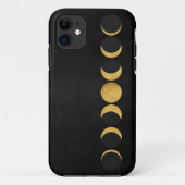Coques Case-Mate iPhone Lune d'or phases noir texturé arrière - plan (Dos)