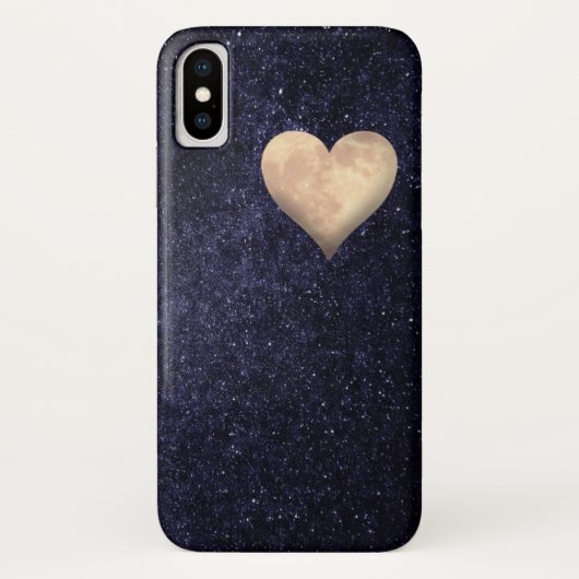 Coques Case-Mate iPhone Lune en forme de coeur dans le ciel étoilé (Dos)