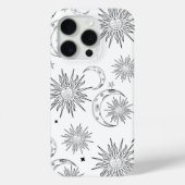 Coques Case-Mate iPhone Lune et étoiles blanches et noires (Verso)