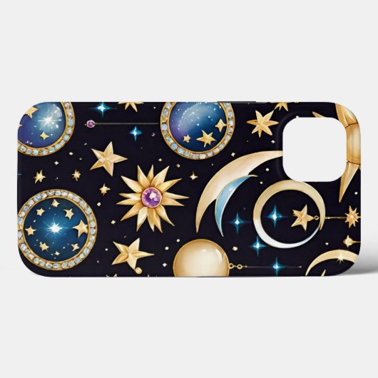 Coques Case-Mate iPhone Lune Et Étoiles Céleste (Verso (horizontal))