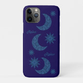 Coques Case-Mate iPhone Lune et étoiles dans un aspect pailleté bleu - Rel (Dos)