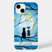 Coques Case-Mate iPhone Lune lunaire avec chats Ajouter un nom (Verso)